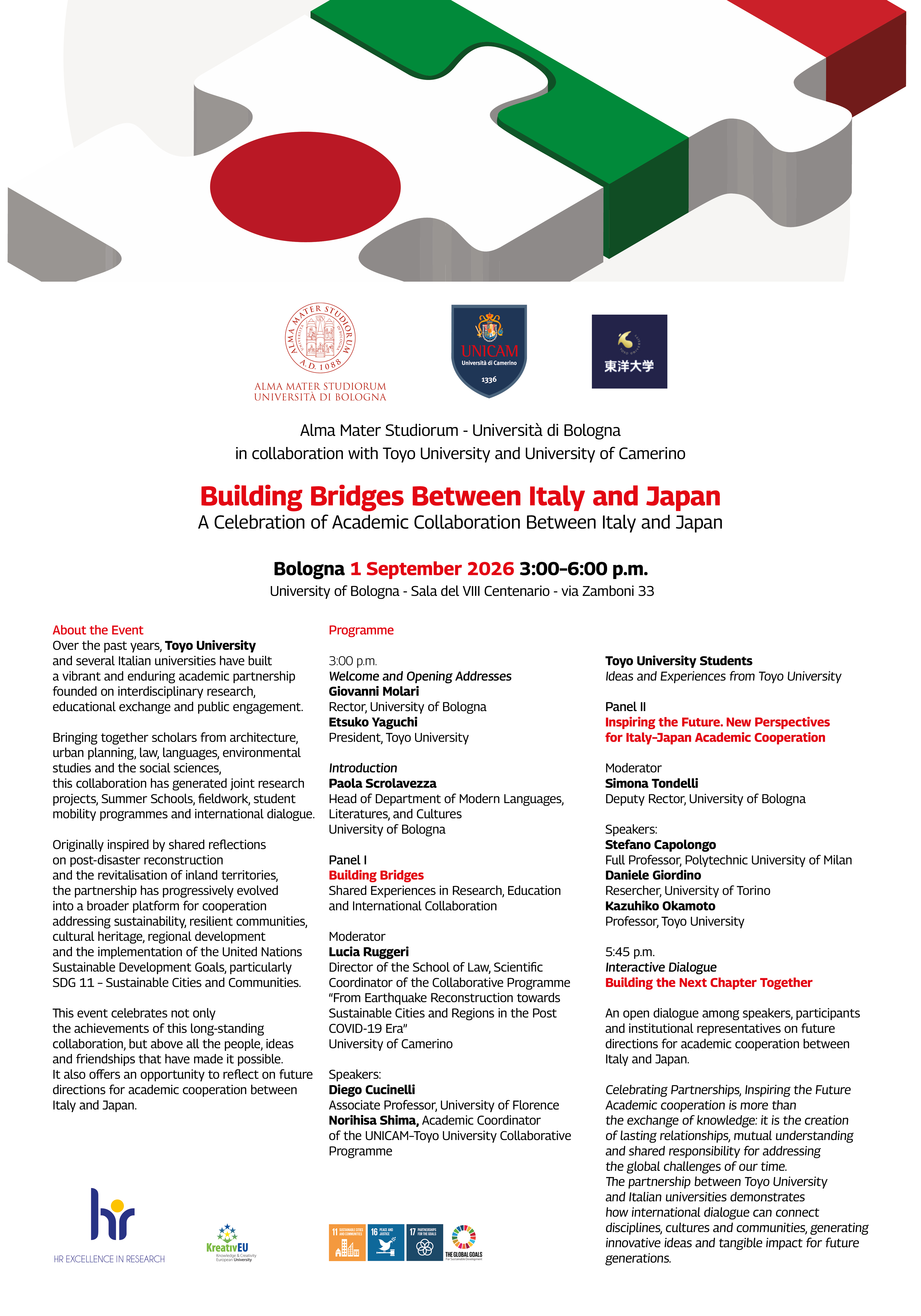 Building Bridges Between Italy and Japan. A Celebration of Academic Collaboration Between Italy and Japan