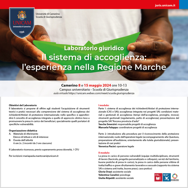La Prof.ssa Mantovani organizza un laboratorio giuridico su "Il sistema di accoglienza: l’esperienza nella Regione Marche"