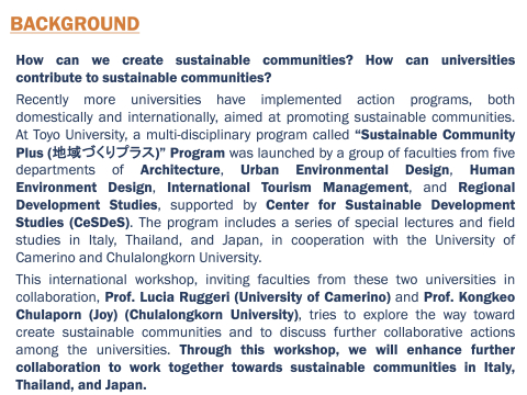 La Prof.ssa Ruggeri interviene al workshop internazionale della Toyo University, a Tokyo.