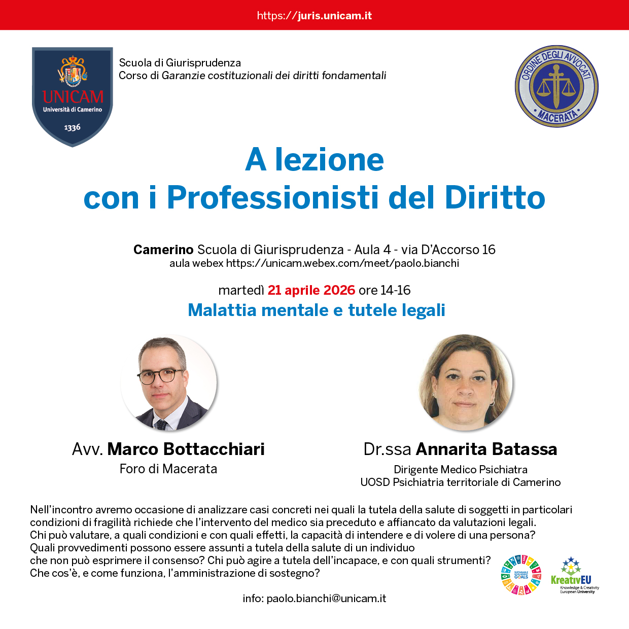 A lezione  con i Professionisti del Diritto: Malattia mentale e tutele legali