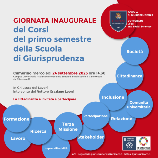 GIORNATA INAUGURALE dei Corsi del primo semestre della Scuola di Giurisprudenza