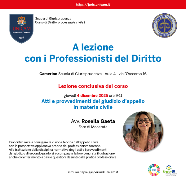 A lezione  con i Professionisti del Diritto - Atti e provvedimenti del giudizio d’appello  in materia civile