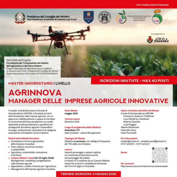 AGRINNOVA - Manager delle imprese agricole innovative