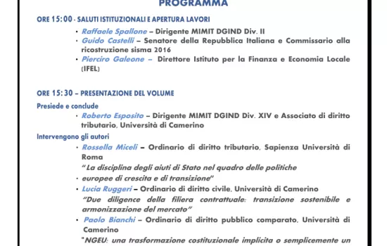 IL SISTEMA MULTILIVELLO NELL’ATTUAZIONE DEL PNRR E DEL GREEN DEAL. TEMI FISCALI, PUBBLICISTICI E CIVILISTICI